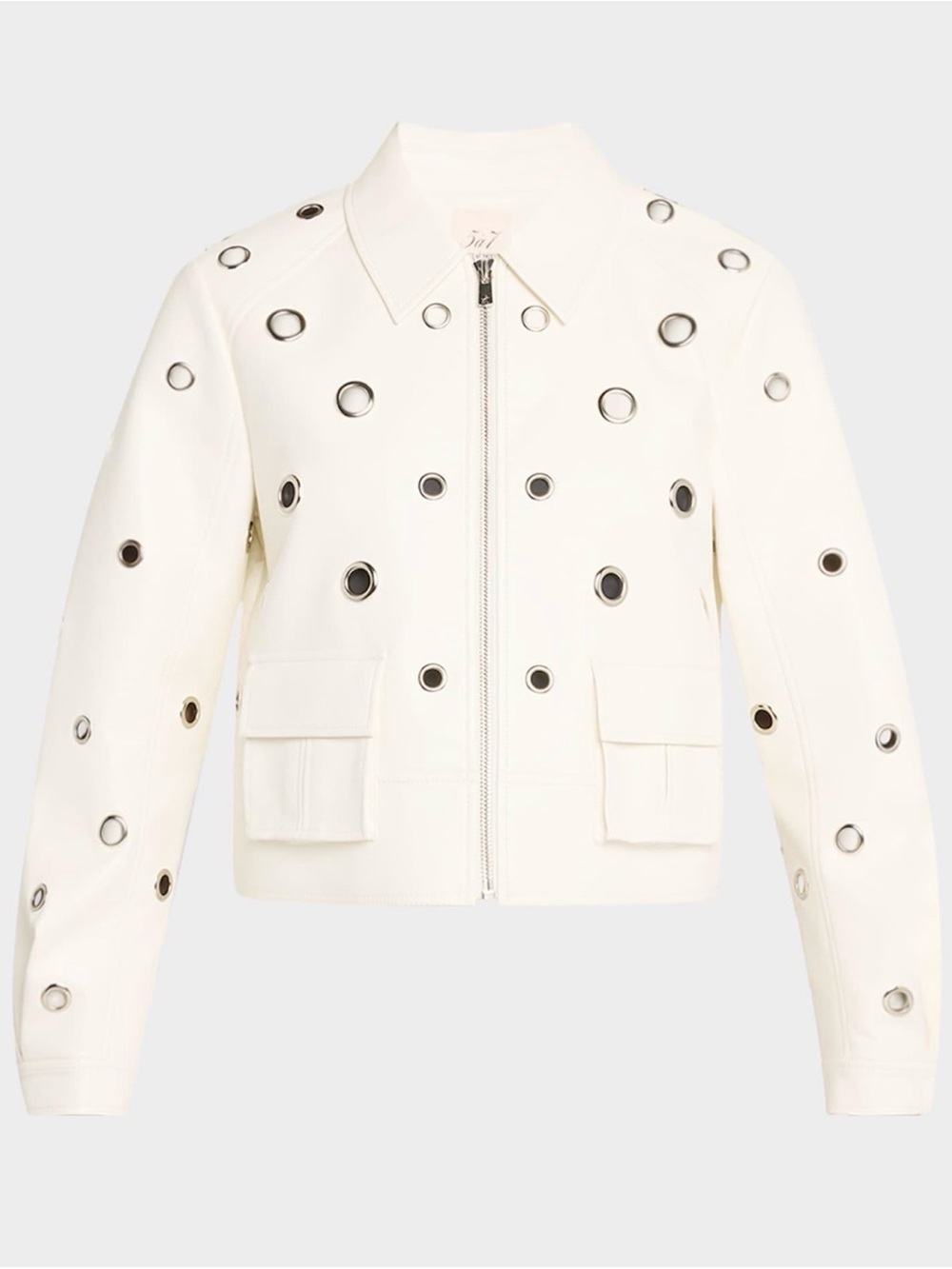 Cinq a Sept NWT Harriet Faux Leather Jacket with Silver Grommets As seen on TV